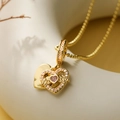 Collana con ciondolo a cuore placcata in oro con zircone rosa e scritta MOM per regalo - Doppio Cuore Lettere MOM con Zirconia Rosa