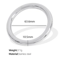 Sleek stainless steel circular bangle in polished silver finish with 63.6mm inner diameter - Large (10.5mm Width) / Silver