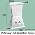 White plastic floral vase liner with heart cutout and 25cm height for bouquets - White Square Base (Heart Large)