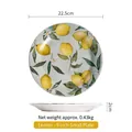 9-inch ceramic round plate with lemon and leaf patterns, 22.5cm diameter for steak and pasta - Lemon (9 Inch)