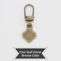 Universal clover leaf metal zipper pull replacement in vintage bronze finish - Four-leaf Clover - Bronze