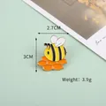 Cute enamel bee brooch with yellow black stripes and honeycomb base, 2.7x3.0cm, 3.9g - Foraging Bee (Orange)