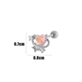 Pink heart zircon stud earring with silver metal stars and 0.8cm width dimensions - Pink Heart Planet (2#) / Silver