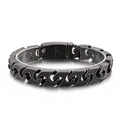 Bracelet chaîne punk géométrique en acier inoxydable 316L avec une finition argent antique - Noir Vintage (KB148836-KJX)