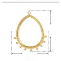 Detailed technical diagram of a golden stainless steel teardrop pendant with dimensions - YE191-Gold Waterdrop Beaded Edge