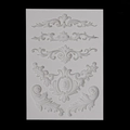 White silicone fondant mold with vintage European baroque relief scroll patterns - Style 1 - Grey 15-26