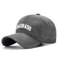 Dark gray cotton baseball cap with white Colorado embroidery and vintage twill finish - Adjustable / High Quality (Brushed Cotton) / Gray