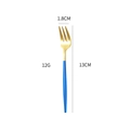 Modern 304 stainless steel fork with blue handle and gold finish, length 13cm and width 1.8cm - Blue Gold Small Fork