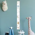 Cartoon canvas growth chart with wooden bar for kids room decor showing 10-195cm scale - Style 11 (Cute Animals)