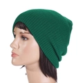 Dark green slouchy knit beanie hat for men and women featuring a ribbed texture - One Size(Adjustable) / Green (Style 2)