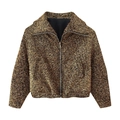 Chaqueta bomber dorada metalizada con textura, manga larga y cremallera para mujer - S / Amarillo Dorado