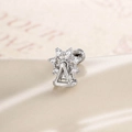 Elegant silver ferris wheel stud earring with sparkling cubic zirconia crystals - Rotatable Ferris Wheel - Single Piece (A817)