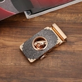 Golden and black rectangular metal automatic belt buckle with a 3D leopard emblem - Style 3 (Gold Buckle)
