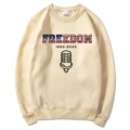 Unisex apricot hoodie featuring FREEDOM text and microphone icon in size M - Khaki