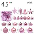 45-piece pink Christmas ornament set with glitter balls, star topper and pine cones - 45 Pieces Of Christmas Balls (pink)