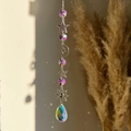 Silver galaxy crystal wind chime with moon and sun charms for garden window decor - Classic Star Moon Sun