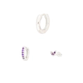 Three-piece set of silver S925 earrings with purple marquise crystals and classic hoops - #91 Butterfly Purple
