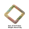 Detailed macro of a 27mm square golden buckle set with multi-color cubic zirconia - Style 64: Copper Micro-set Zircon Connecting Clasp