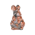 Hand-carved rabbit figurine made from natural tri-color red gray and black crystal stone - Red Flash Stone