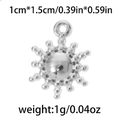 Ciondolo sole in acciaio inossidabile 304 argento con perline radianti e texture - 1cm*1.5cm / Argento