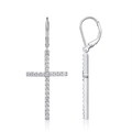 Elegant 925 silver cross drop earrings featuring sparkling moissanite stones - E15380 Leverback Cross With GRA Certificate