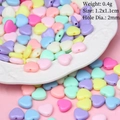 Colorful macaron acrylic heart beads 1.2x1.1cm for DIY jewelry with 2mm hole - Small Heart Shape Macaron Colors