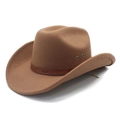 Dettaglio cappello cowboy in feltro color cammello con nastro marrone e occhielli metallici - M (56-58cm) / Cachi