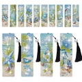 DIY ocean theme diamond painting bookmarks set with blue sea life patterns and black tassels - Ocean Animals