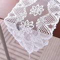 White hand-crocheted lace table runner with floral patterns and hanging tassels - 33x91cm / White (Octagonal Flower)