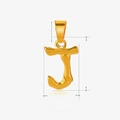 Gold stainless steel letter J pendant with bamboo style design, 1.8cm height for jewelry - Letter J / Gold