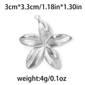 Polierter Edelstahl 3cm Blumenanhänger in Silber für DIY Schmuckherstellung - 5-Blütenblatt Blume-TP0562 / Silber