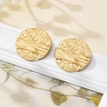 Strukturierte goldene Ohrringe mit gehämmertem Sonnenblumenmuster und Falten-Design - D-Gold Gehämmert Gerippt