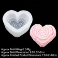 Molde de silicona corazón espiral B454 con cuerpo de silicona blanca y producto terminado - Corazón Único (B454)