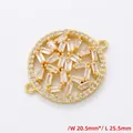 Zirconia encrusted flower pendant connector in gold finish for jewelry making, 25.5mm size - Large 20.5*25.5mm / Gold