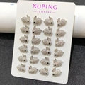 Sparkling silver rabbit earrings set with white zircons on a jewelry card - Silver Plated Pave Rhinestone Rabbit Earrings Set