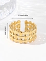 Adjustable golden open ring with vintage braided texture in durable titanium steel - Adjustable Open / Gold Vintage Woven Hollow (W091-1)