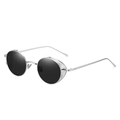 Lunettes steampunk avec monture en métal argenté, protections latérales et verres ronds - Lunettes de soleil / Monture Argent Verres Gris