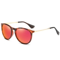 Retro tortoiseshell sunglasses with red mirrored lenses and slim gold metal temples - Red Tortoise Gold Leg Red Mirrored Polarized C7