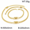 Goldenes Set aus Edelstahl-Halskette und Armband mit dekorativem Spiralverschluss - Gold Set
