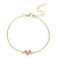 Elegante pulsera de cadena dorada con colgante de corazón de esmalte rosa y cierre de langosta - Pulsera (K-1142) / Dorado