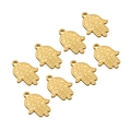 Set of eight golden Hamsa hand pendants for DIY necklace and bracelet crafting - 21*15mm Hamsa Hand Dotted Texture Pendant / Gold