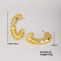 Polished gold C-shaped hoop earrings with spiral texture, 2.96cm length, style E01595-28 - Gold Helix C-shape (E01595-28)
