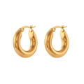 Orecchini a cerchio a C minimalisti in acciaio inossidabile placcato oro 18K con finitura lucida - 30MM