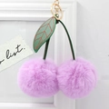 Lavender purple cherry plush keychain with soft faux fur and gold hardware accessories - Taro Purple