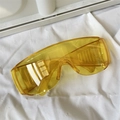 Oversized yellow transparent fashion sunglasses with one-piece large frame on white fabric - Windproof Deep Yellow
