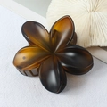 Translucent amber matte flower hair claw clip with elegant shell-like resin texture - Matte Striped Yellow Tortoise