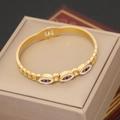 Poliertes goldenes Evil Eye Manschettenarmband mit Strass auf beiger Schmuckschatulle - Teufelsauge Stil(1#)