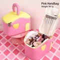 Trousse à maquillage en forme de maison rose et jaune, PU avec cœur, 23x14x17cm - Cottage Rose