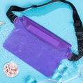 Waterproof purple waist bag for phone with adjustable strap on water surface - Purple