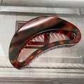 Matte amber brown tortoiseshell hair claw clip in a large streamlined design - Tortoiseshell Matte Hollow Moon Clip